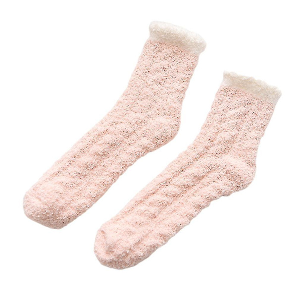 Dam Varma Fluffiga Sovstrumpor Mjuka Fleecesockor Pink Orange 1 Pair