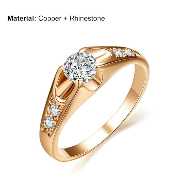 Kvinnor Ring Delikat glänsande koppar Rhinestone inbäddad vigselring för fest Golden US 6