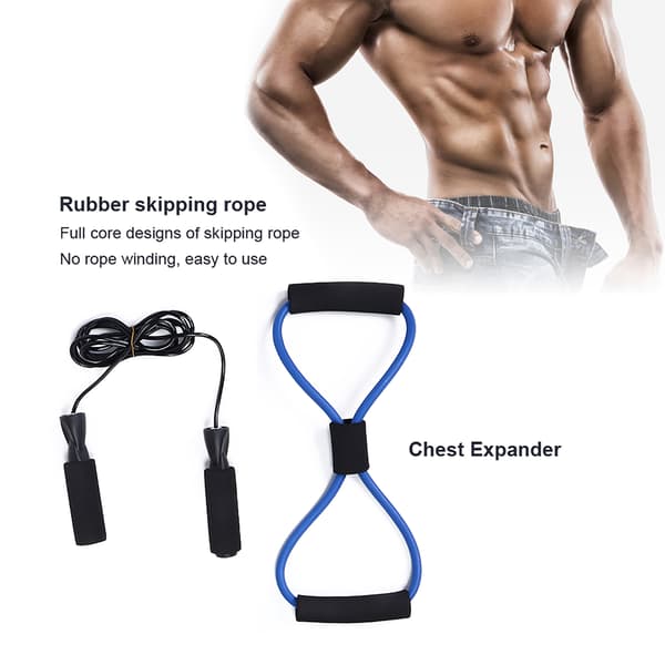 Abdominal Roller Hjul Hoppetau Brystekspander Treningsutstyr Sett