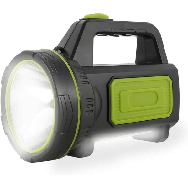 Utendørs LED-lommelykt, multifunksjons og oppladbart kraftig lys (grønt sidelys 882B), for utendørs camping, piknik