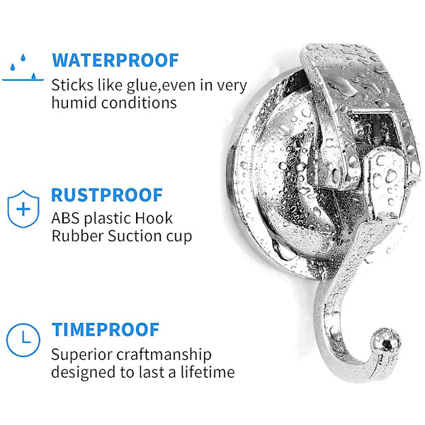 Piao Heavy Duty -imukuppikoukut Tehokkaat koukut Seppeleripustin kylpyhuoneen ja wc:n suihkuun, helppo asentaa ja irrottaa Silver