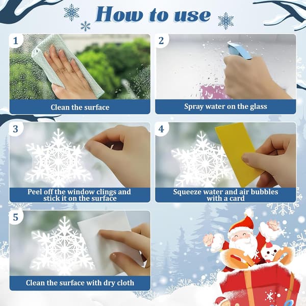 Reusable Christmas Window Stickers 9 Sheets Christmas Decorations Frosted Snowflake Tree Ornament