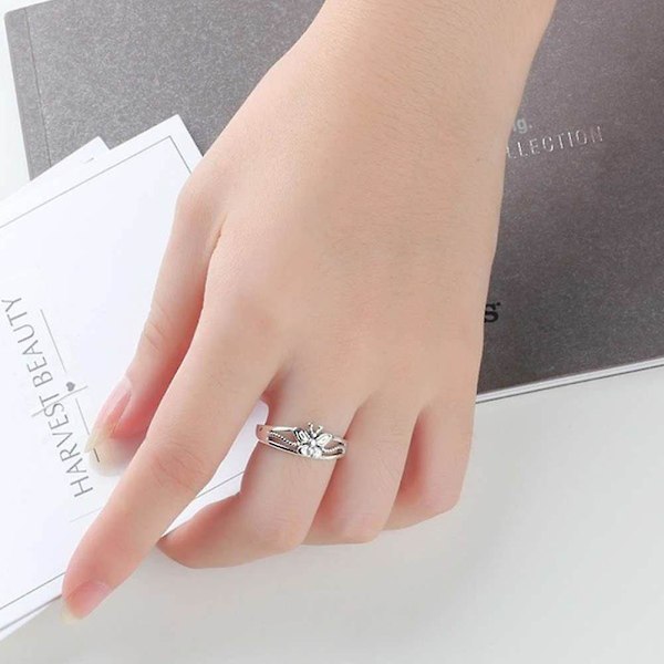 Kvinnor Silverpläterad ihålig fjäril tunt band Finger Ring Party Smycken Present US 10