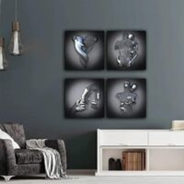 3D Effekt Väggkonst, Metalltråd Skulptur Figur Par Hängande målning, Abstrakt Canvas Väggkonst, Modern målning Väggdekoration för sovrum/hem/kontor
