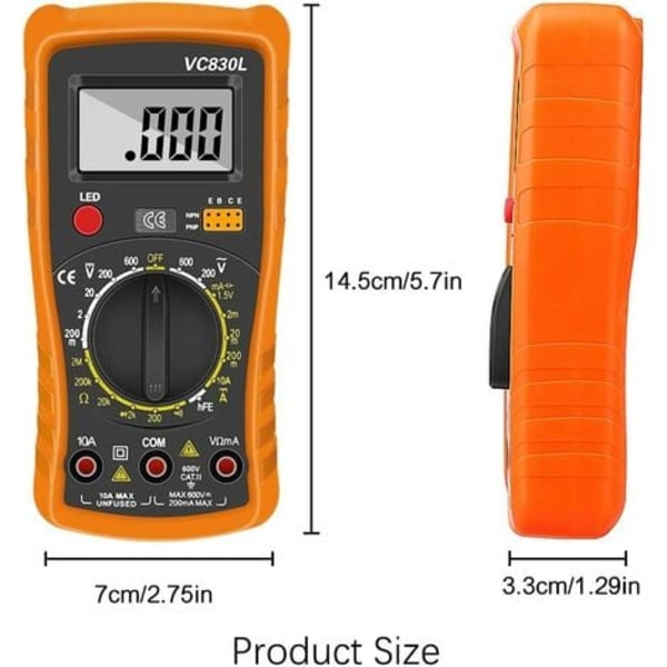 Digital multimeter, digital automatisk multimeter, professionell elektrisk testare, voltmeter/motstånd/kontinuitet/dioder Ap