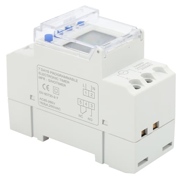Digitalt Analogt Timer Switch DIN Skinne Stor Skærm Programmerbar 85-265V 16A