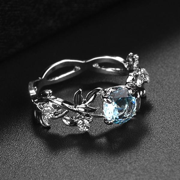 Kvinner Ring Blader Rhinestones Smykker Elegant Bright Luster Ring For Daglig Bruk US 6