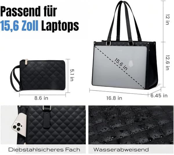 2-i-1 Isoleret Lækagesikker Køletaske & 15,6\" Laptoptaske til Arbejde White