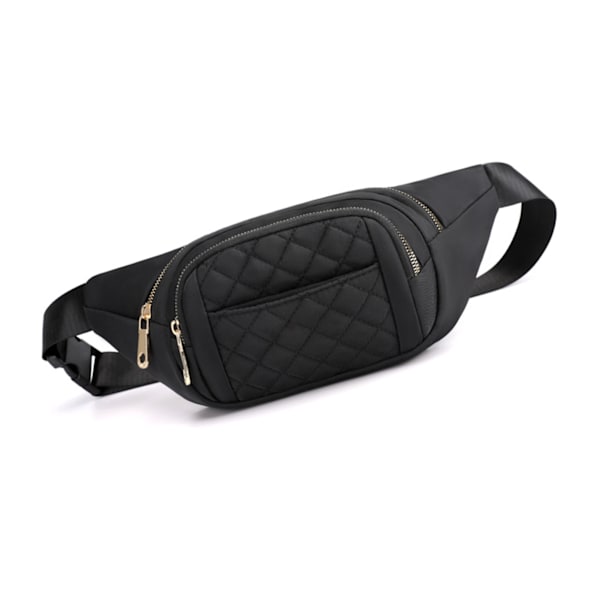 Suurikokoinen naisten vyölaukku säädettävällä olkahihnalla - Tyylikäs crossbody-vyölaukku pyöräilyyn ja kävelyyn, musta, yksi koko