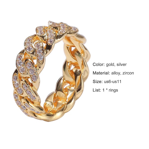 Mode Twisted Ring Creative Smycken Ring Cubic Zirconia Legering Finger Ring för present Golden US 8