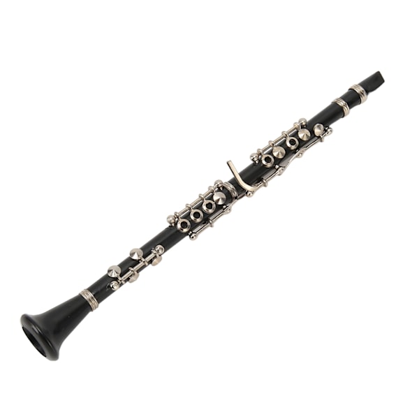 Miniature Klarinet Model med Stativ og Etui - 7,4\" Musikalsk Indretning til Dukkehuse