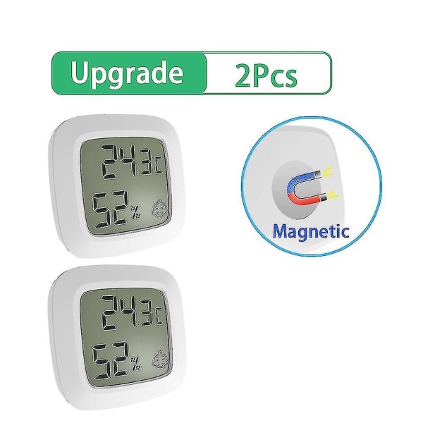 Mini indendørs magnetisk termometer LCD digital temperatur fugtighedssensor termometer Hjem Rum Hygrometer Måler Vejrstation 2 Pcs Upgrade