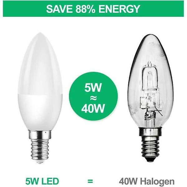 6 kpl E14 Pieni Edison Ruuvi (ses) Halogeenipolttimoa vastaavat led-lamput 40w C37 400lm 3000k lämmin valkoinen