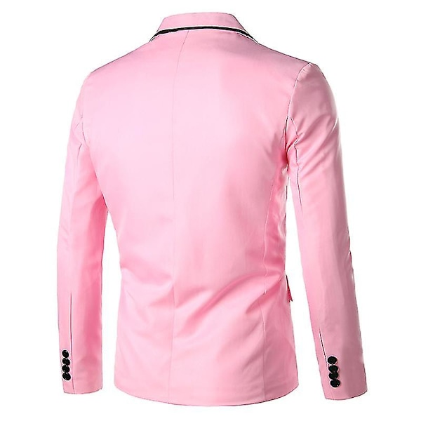 Män Blazer Lättvikt Casual Solid Enknapp Slim L Pink