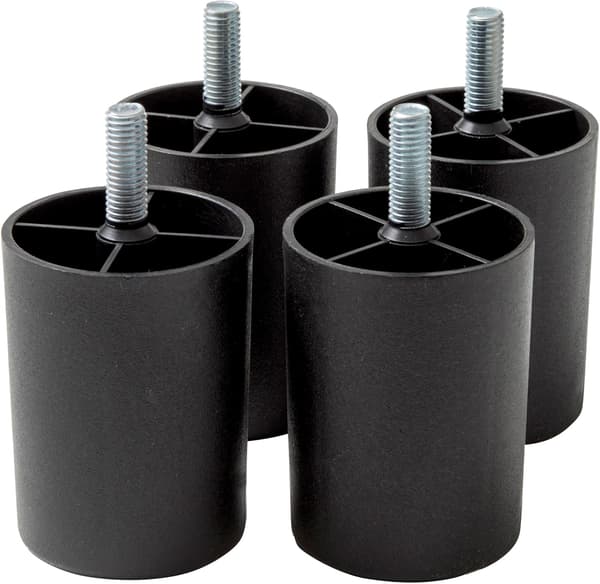 med 4 Plastikfødder til Sofa og Møbler - Højde 80 mm - Sorte Platinum Fødder - Sort Farve - Højde 8 cm