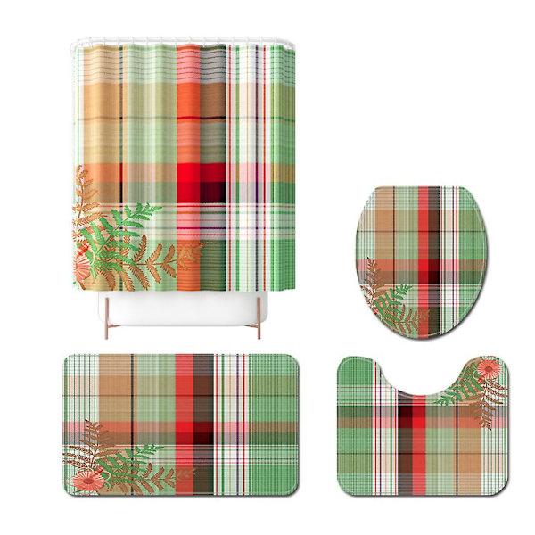 Set print duschdraperi toalettmatta i fyra delar