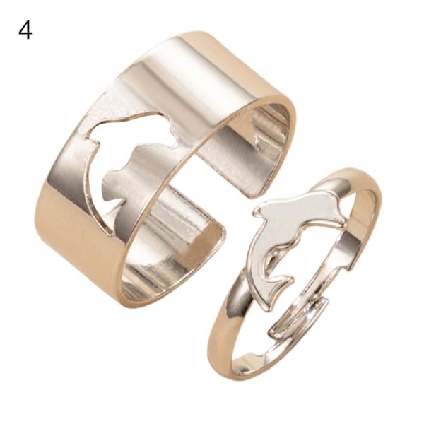 2st/ set Justerbara parringar Hjärta/måne/stjärna/delfinform Smycken Kreativt Utsökt öppna ringar för gåvor Silver 4