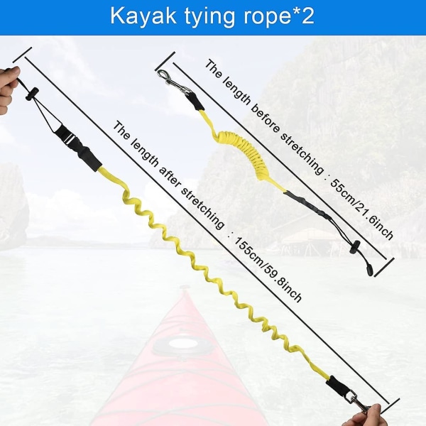 2 stk Kano Kajak Snor Pagaj Ung Kajak Pagaj Rope Pagaj Leash Rope Kano Kajak Pagaj Sikkerhed Elastisk Kajak Pagaj Kajak Pagaj Tov til Kajak, Ca