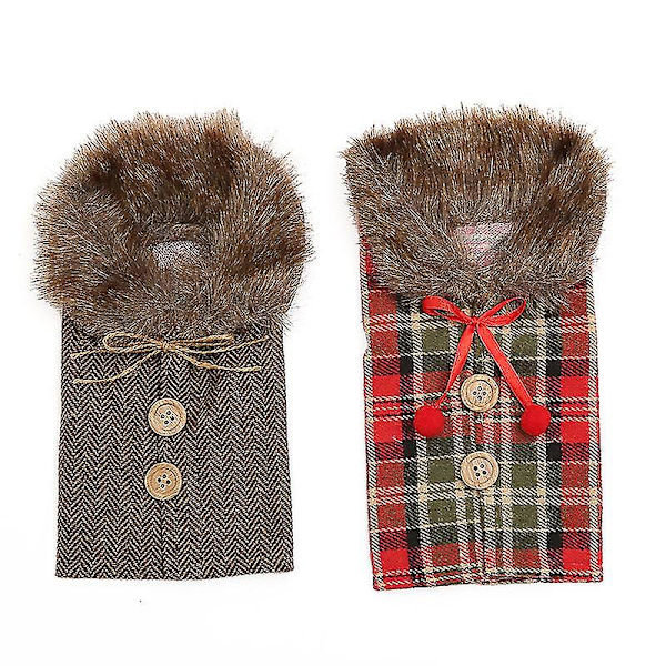 2stk Sweater julevinflaskeovertræk Pelsflaskeholder