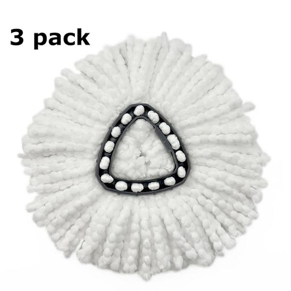 Mikrokuituiset pyörivät mopin tarvikkeet kääntyviin moppipäihin white 3pcs