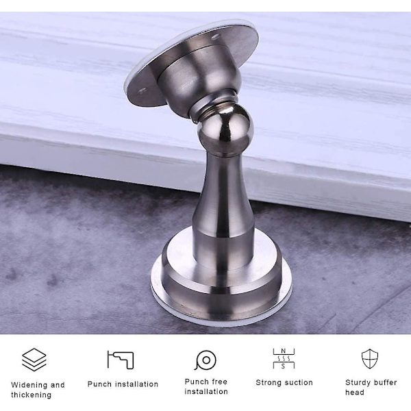 Dørstopplås Magnetisk lukking Heavy Duty Vegg Dørstopper Dørstopper Lim Rustfritt stållim -2 stk