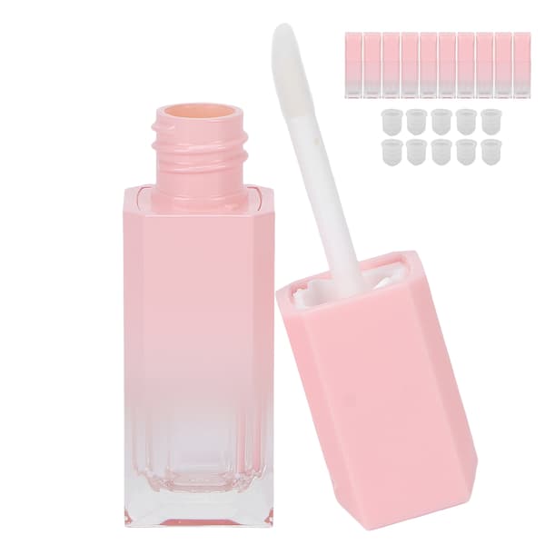10 stk 6 ml tomme påfyllbare lipgloss-tuber rosa gradient DIY leppestiftbeholdere