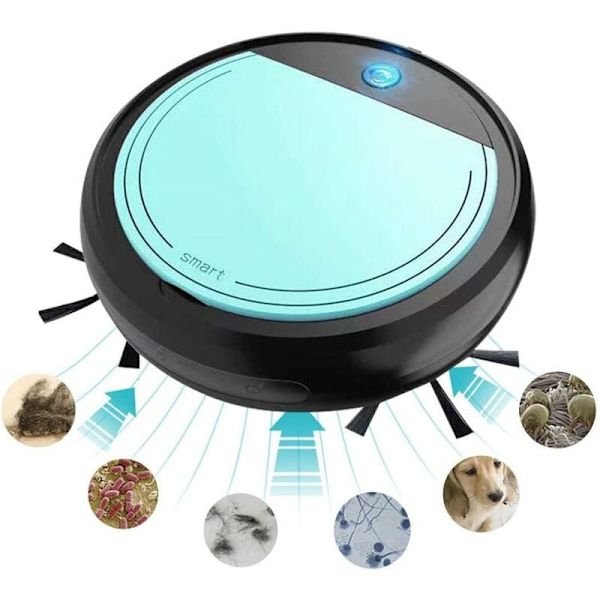 Robotstøvsuger, 4 i 1 3200Pa Superstille automatisk intelligent feiemaskin med feie og unngå hindringer for kjæledyrhår, hardt teppe,