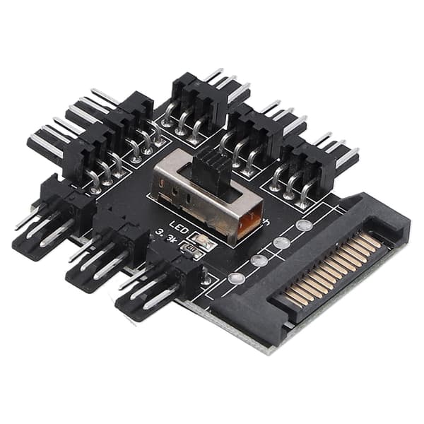 8-vejs Computer Blæser Hub Splitter Hastighedsregulator 3-Pin Forlængerkabel SATA Interface