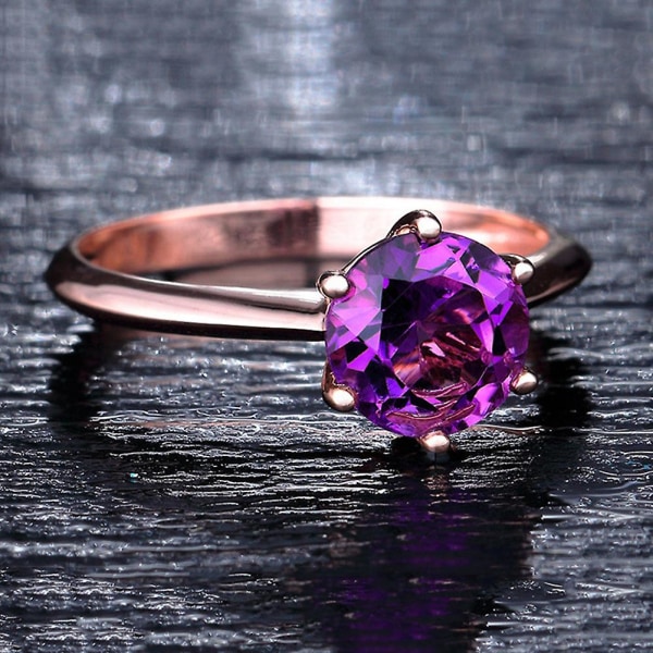 Kvinnor Faux Ametist Ruby Inläggningar Finger Ring Bröllop Engagemang Smycken Present Purple US 5