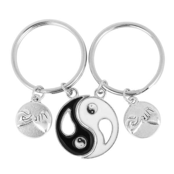 1 par par nøglering Charm Yin Yang nøgle vedhæng dekorativt nøgle ornament