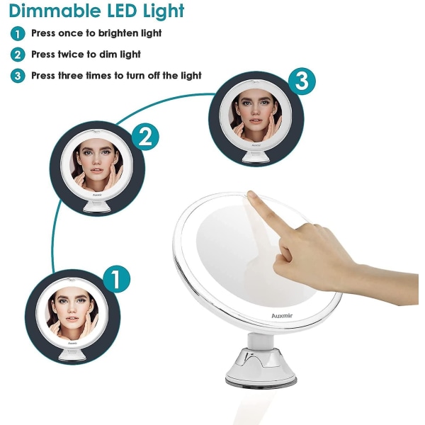 Led kosmetisk speil med lys og 10x forstørrelse