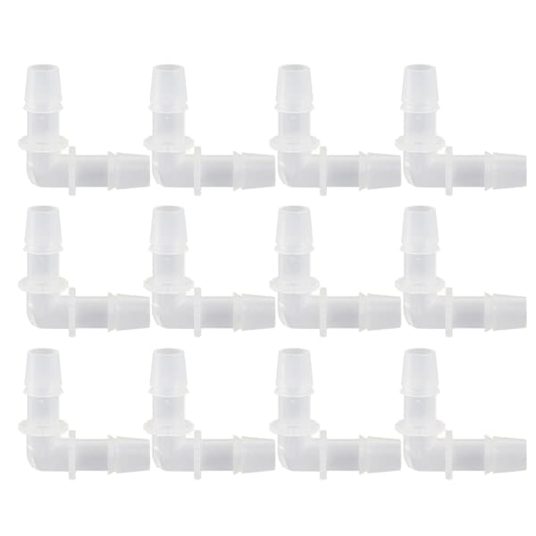 12 st Plastslang Koppling Armbåge Rät Vinkel Lika Diameter Taggrad Splicer Adapter 11.1mm