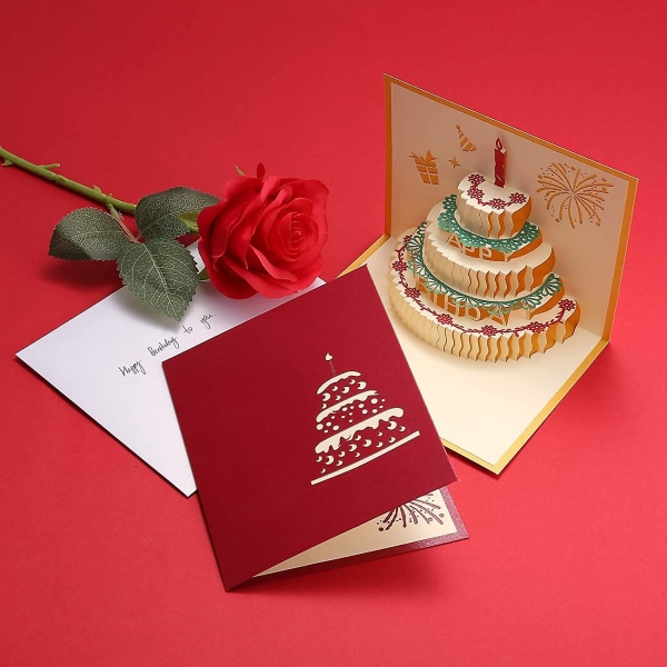Kesote 3d Pop Up -kortti 3x syntymäpäiväkortti kirjekuoritarroilla (3 muotoa)