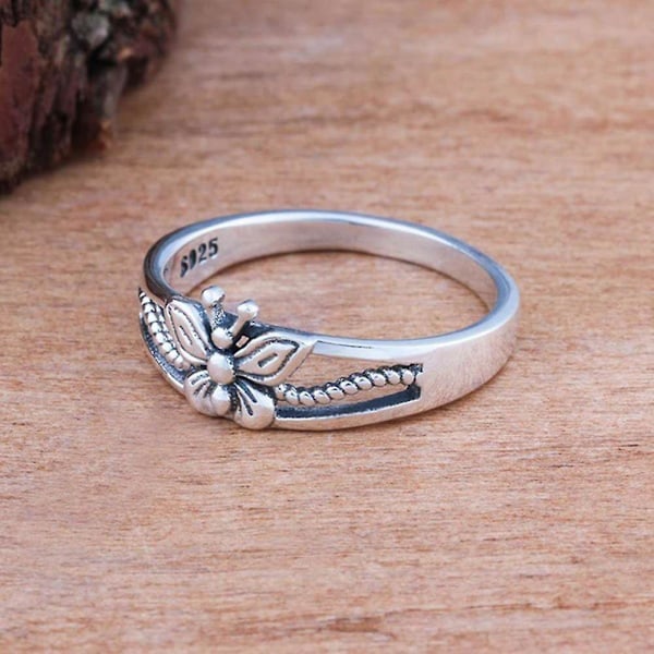 Kvinnor Silverpläterad ihålig fjäril tunt band Finger Ring Party Smycken Present US 9