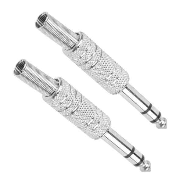 2 stk. 6,35 mm stereo lydadapter han-kobling til guitar, hovedtelefon, lige jackstik