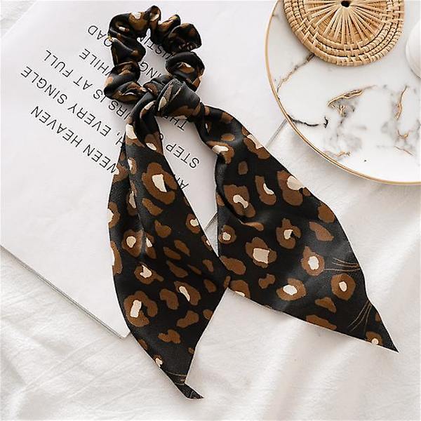 Muoti kukkapainoinen Scrunchie Printed hiusnauha Naisten Hiushuivi Rusetit Kumiköydet Camel