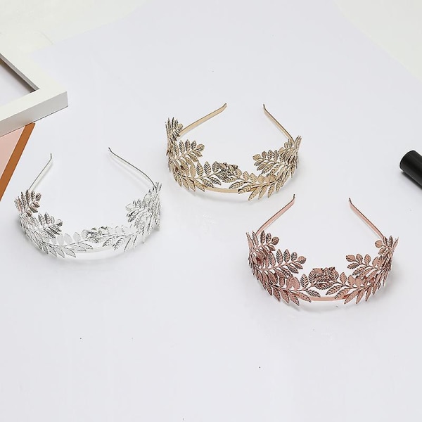 Brudekjole Tiaraer skinnende blade pandebånd Bryllupskonkurrence Hårstyling Kroner Prom Hårtilbehør Rose Gold