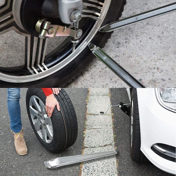 2 stk dekkspak 40 cm stål metall dekkspak Dekkreparasjonsverktøy for bilmotorsykkel (sølv)