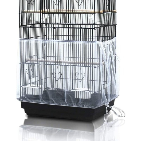 Universal Birdcage Cover Mesh Papegøye Cage skjørt for frøfanger - Hvit (ikke inkludert fuglebur) Deksel Slitesterk pustende vaskbar，