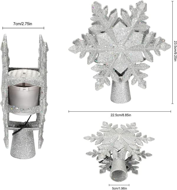 Belyst julgransstjärna med vit snöflinge-projektor, LE