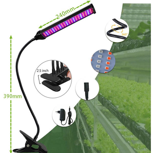 Plantelys, 80 LED-plantevækstlys med automatisk tænd/sluk 3H/9H/12H timer, 5 lysstyrker Plantelampe til frøplante, vækst, F