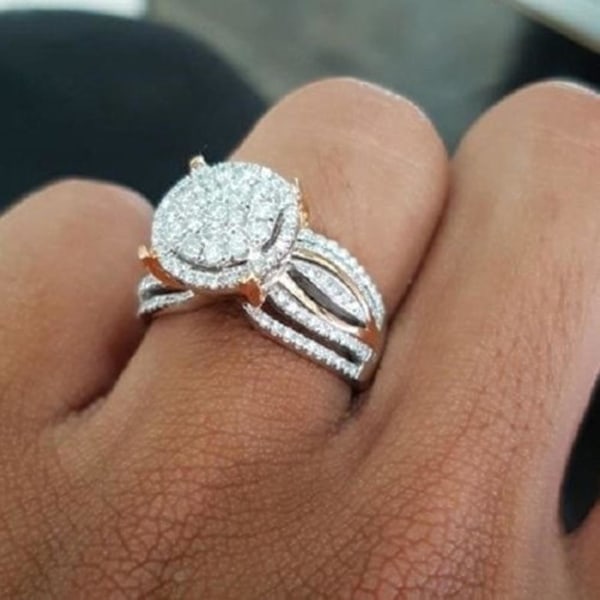 Dam Ring Strass Inläggning Icke-blekande Lätt Multi Layers Bröllop Circle för födelsedag US 7