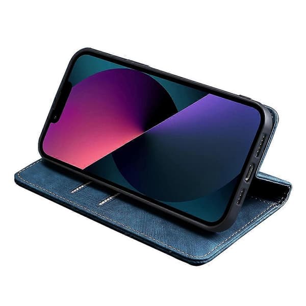 För Infinix Hot 11 ryska versionen RFID stöldskyddsborste magnetiskt läderfodral Blue