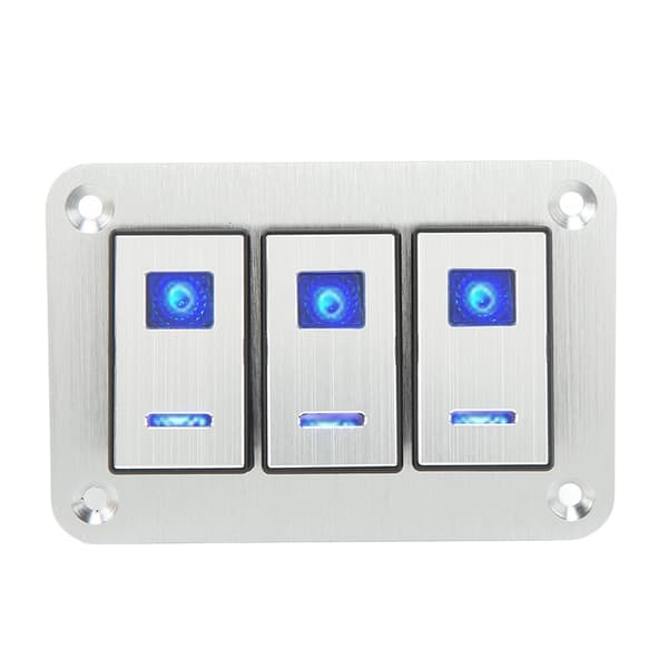 3-veis vippebryterpanel DC 12V 24V 5-pinners blått lys av/på-kontroll