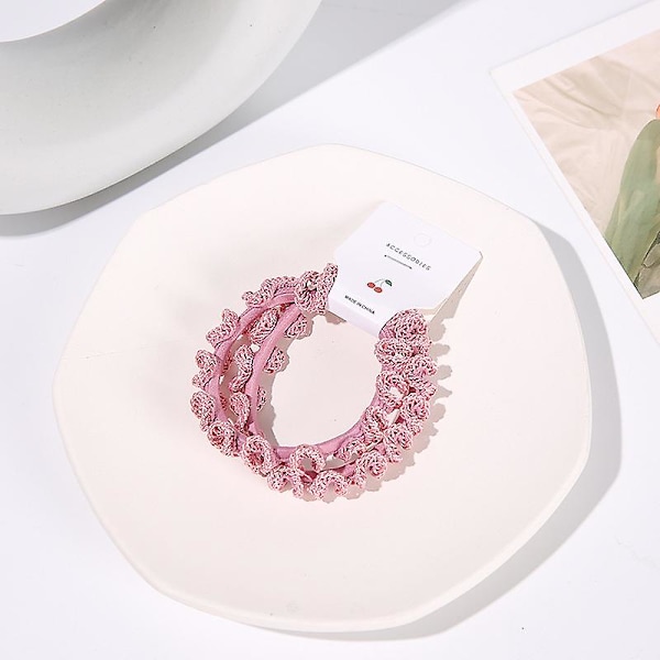 2 stk. blondehår til kvinder, cirkel koreansk stil, høj elasticitet Muticolor hestehaleholder-hår Purple Pink