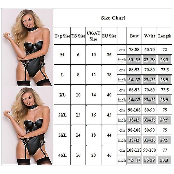 Dame Pu Læder Blonde Patchwork Lingeri nattøj M