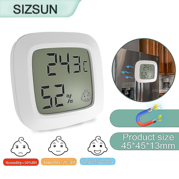 Mini indendørs magnetisk termometer LCD digital temperatur fugtighedssensor termometer Hjem Rum Hygrometer Måler Vejrstation 2 Pcs Upgrade