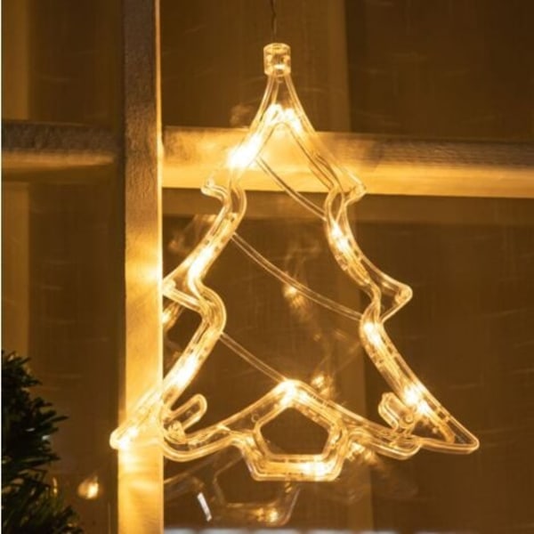 bitar LED Juldekoration - Julljusdekoration för fönster - Julsilhuetter för fönster - med sug