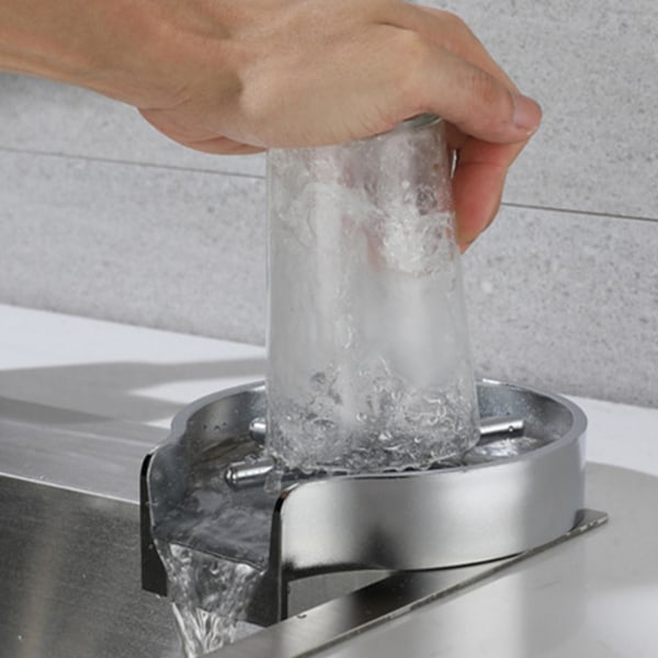 1 sett koppvasker 360 graders rengjøring Rustfast rustfritt stål glasskoppvasker Kranhodeskyllemiddel til hjemmet