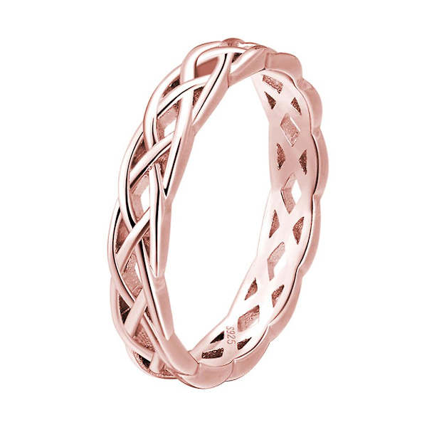 Minimalistiska kvinnor Twisted Form Hollow Band Ring Bröllopsförslag Smycken Present Rose Gold US 9